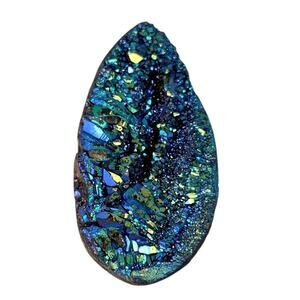 Teal color titanium Druzy cabochon 33 carats 20mm x 38mm lots of flashblue/green